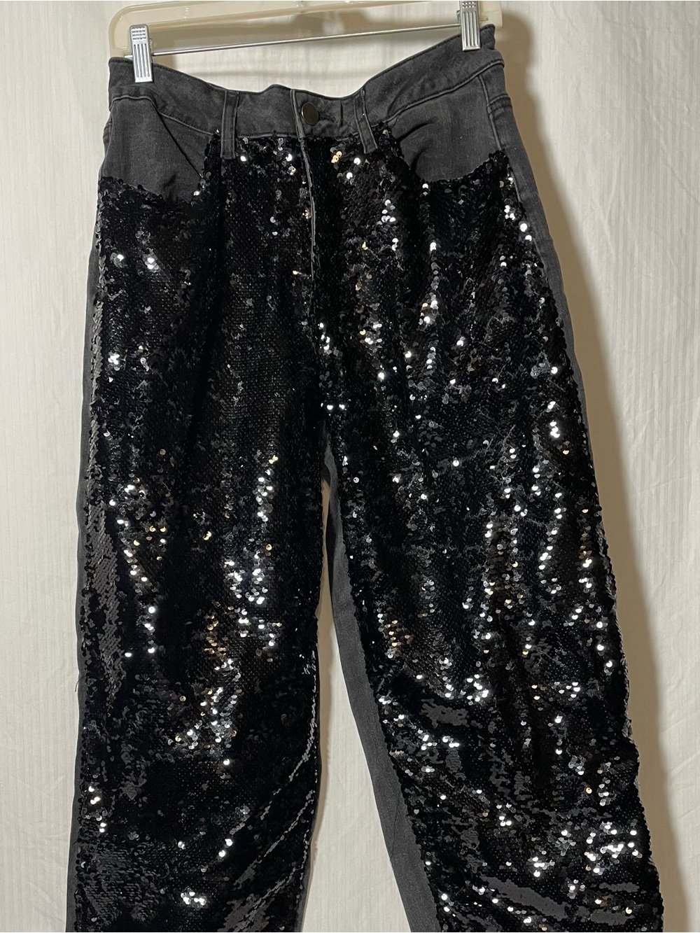 Almost Famous Black Sequin Front Jeans for Juniors